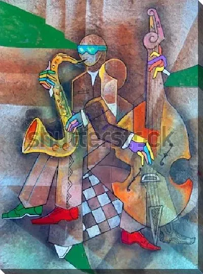 Картина маслом Музыканты кубизма №3