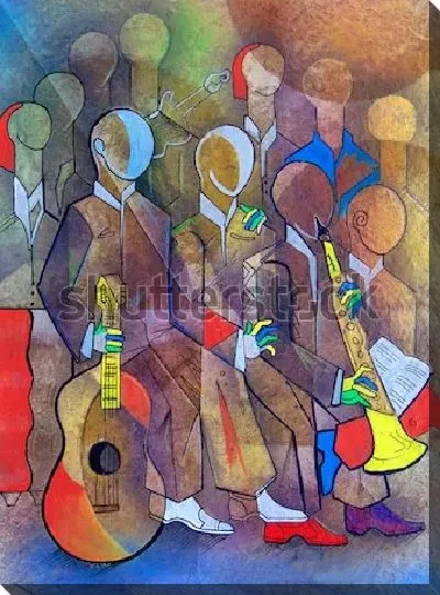Картина маслом Музыканты кубизма  №4