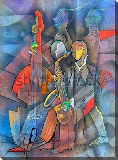 Картина маслом Музыканты кубизма №5