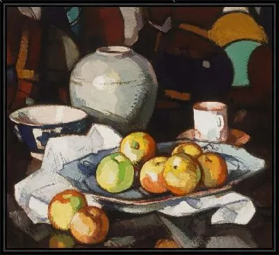 Натюрморт: яблоки и баночка