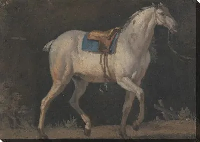 Оседланная серая лошадь