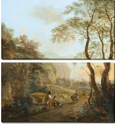 Воловья повозка на фоне пейзажа