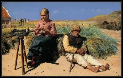 Фигуры на фоне пейзажа. Слепой Кристиан и Тин среди дюн