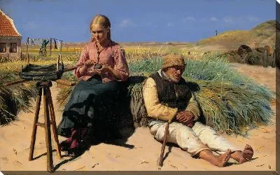 Фигуры на фоне пейзажа. Слепой Кристиан и Тин среди дюн