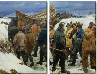 Спасательную шлюпку везут через дюны