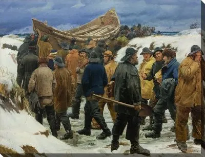 Спасательную шлюпку везут через дюны