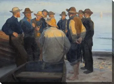 Картина Рыбаки на пляже в тихую летнюю ночь