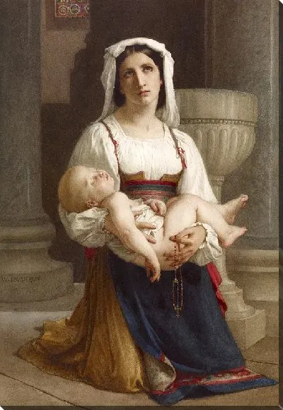 Картина Итальянский крестьянин стоит на коленях с ребенком