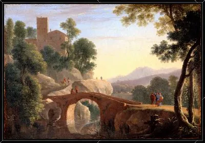 Картина Итальянский пейзаж с мостом