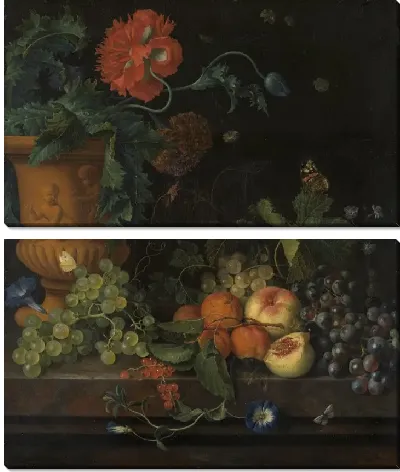 Картина Терракотовая ваза с цветами и фруктами