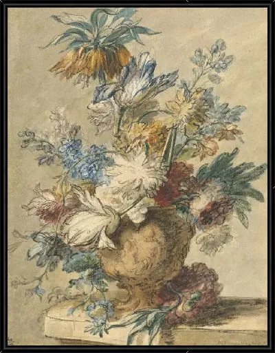 Картина Букет весенних цветов в терракотовой вазе