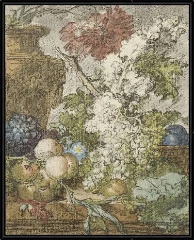 Картина Эскиз для натюрморта из фруктов и цветов