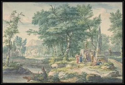 Аркадский пейзаж с фигурами, создающими музыку