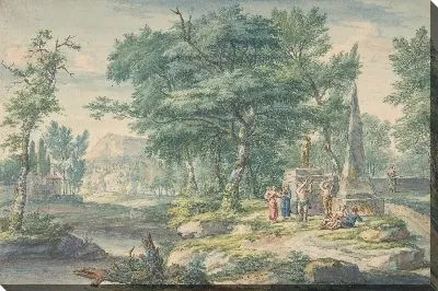 Аркадский пейзаж с фигурами, создающими музыку