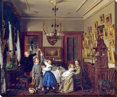 Картина Конкурс на букет Семья Роберта Гордона в Нью-Йорке их столовой (The Contest for the Bouquet The Family of Robert Gordon in Their New York Dining-Room)