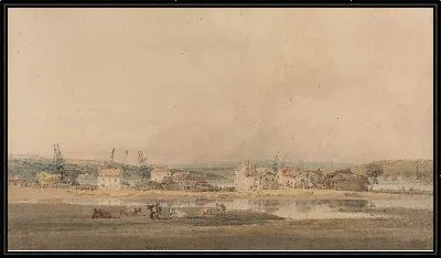 Картина Деревня вдоль устья реки в Девоне