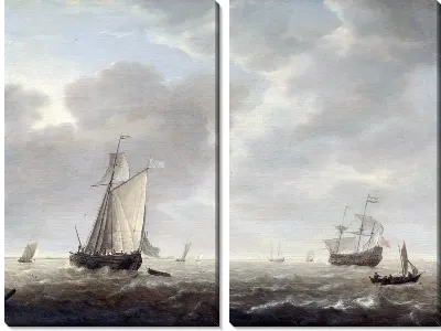 Голландский военный корабль в бриз (A Dutch Man-of-war and Various Vessels in a Breeze)