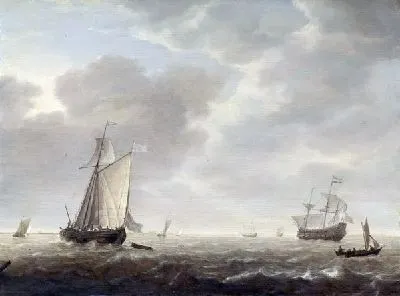 Голландский военный корабль в бриз (A Dutch Man-of-war and Various Vessels in a Breeze)