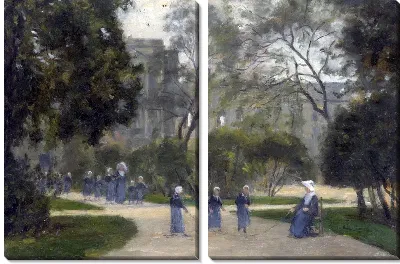 Картина Монахини и школьницы в саду Тюильри в Париже (Nuns and Schoolgirls in the Tuileries Gardens, Paris)