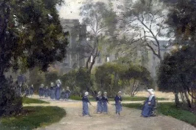 Монахини и школьницы в саду Тюильри в Париже (Nuns and Schoolgirls in the Tuileries Gardens, Paris)