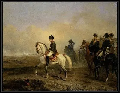 Император Наполеон I и его штаб верхом на лошадях