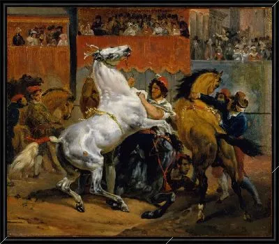 Начало забега лошадей без всадников