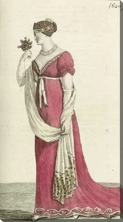 Картина Журнал «Дам и моды», «Парижский костюм», 1805, 13-й год (620) «Сеть и вышивка« Шениль ».