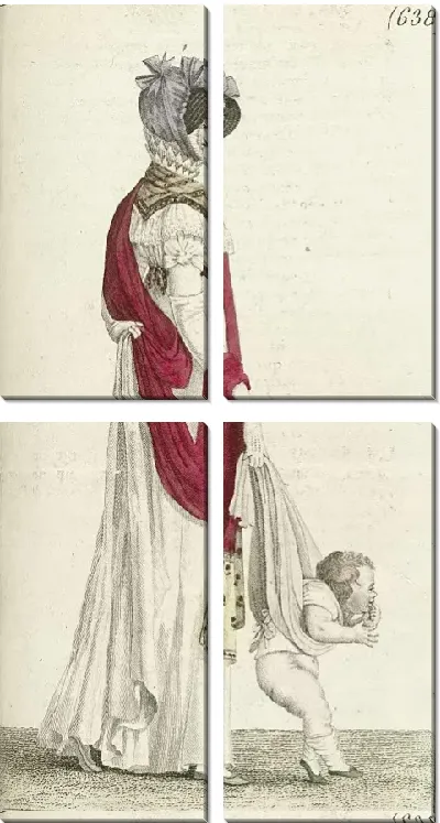 Картина Журнал «Дам и моды», Парижский костюм, 1805, 13-й год (638) Шляпа с фоном из тафты …