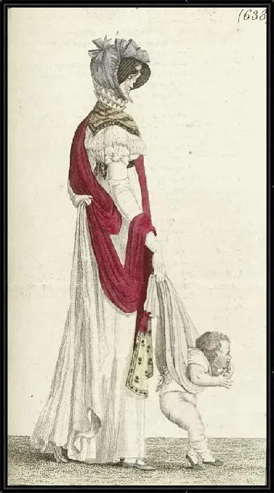 Картина Журнал «Дам и моды», Парижский костюм, 1805, 13-й год (638) Шляпа с фоном из тафты …