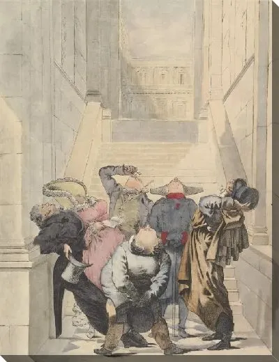 Картина Посетители салона-выставки, любуясь потолком