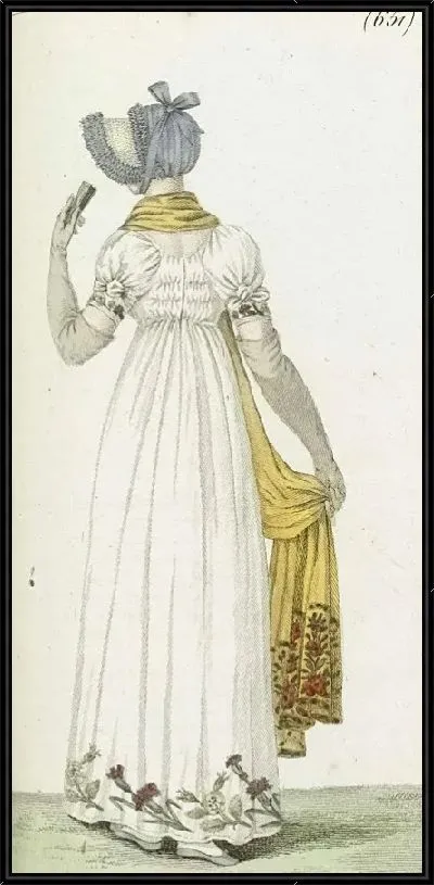 Картина Журнал «Дам и моды», парижский костюм, 1805, 13-й год (651) Костюм для прогулок.