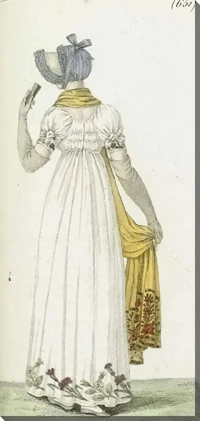 Картина Журнал «Дам и моды», парижский костюм, 1805, 13-й год (651) Костюм для прогулок.