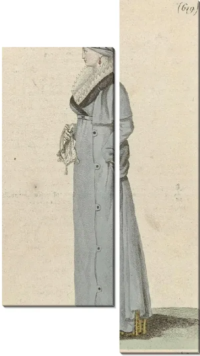Картина Журнал дам и Мод, Парижский костюм, 19 февраля 1805 года, 13 Год, (619): бархатная шляпа…