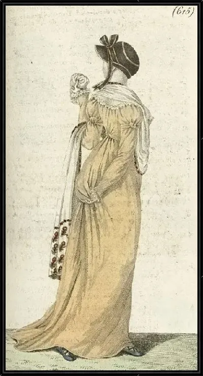 Картина Журнал «Дам и моды», Парижский костюм, 1805, 13-й год (615) Бархатная шляпа, Атласная кайма