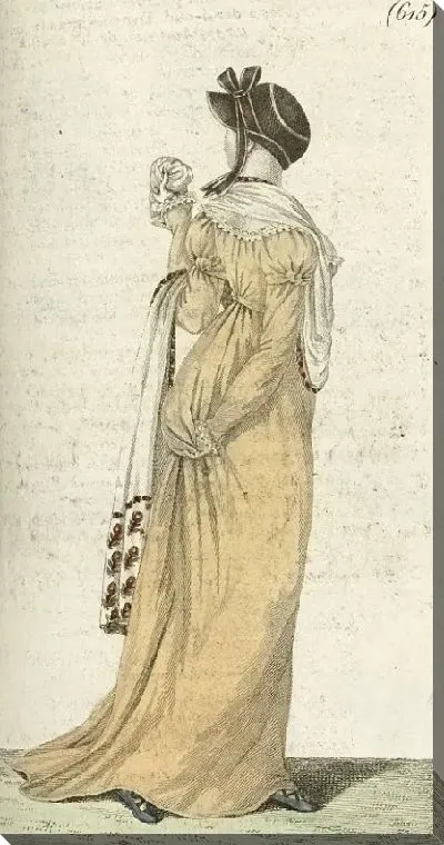 Картина Журнал «Дам и моды», Парижский костюм, 1805, 13-й год (615) Бархатная шляпа, Атласная кайма