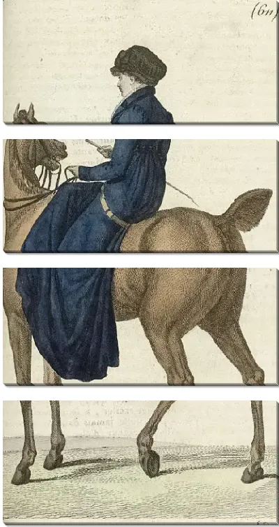 Картина Журнал «Дам и моды», Парижский костюм, 1805, 13-й год (611) Бархатная шляпа …