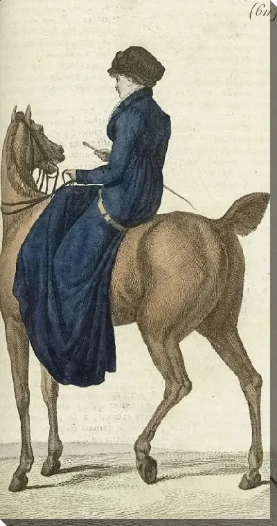 Картина Журнал «Дам и моды», Парижский костюм, 1805, 13-й год (611) Бархатная шляпа …