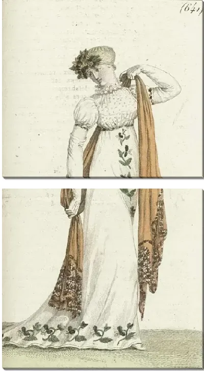 Картина Журнал дам и Мод, Парижский костюм, 1805 год, 13 (641)шляпа…