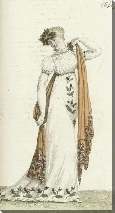 Картина Журнал дам и Мод, Парижский костюм, 1805 год, 13 (641)шляпа…