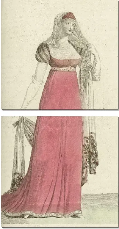 Картина Журнал «Дам и моды», Парижский костюм, 1805, 13-й год (612).