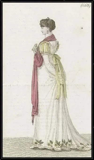 Картина Журнал «Дамские времена», «Парижский костюм», 1805 год, 13 год (668) Костюм «Парэ».