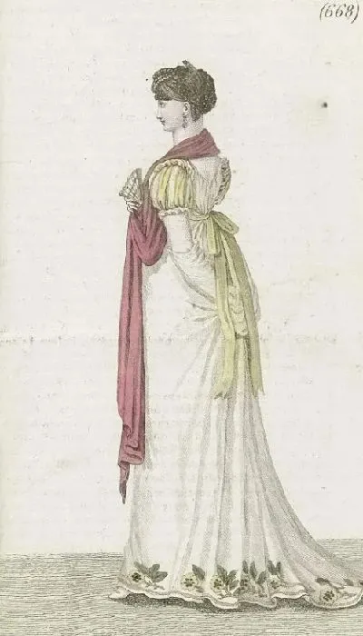 Картина Журнал «Дамские времена», «Парижский костюм», 1805 год, 13 год (668) Костюм «Парэ».