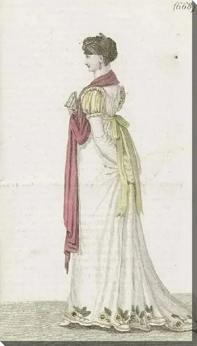 Картина Журнал «Дамские времена», «Парижский костюм», 1805 год, 13 год (668) Костюм «Парэ».