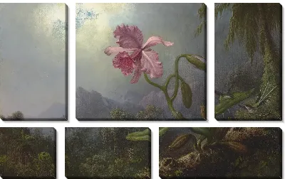 Две Колибри с орхидеей