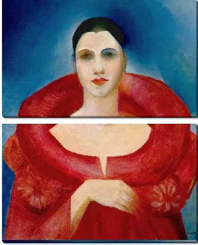 Картина Золотой автопортрет Красное пальто