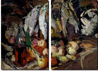 Картина Рыба, вино, фрукты