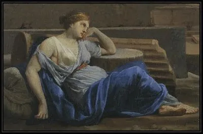 Полулежащая женская фигура среди развалин