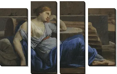 Полулежащая женская фигура среди развалин