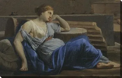 Полулежащая женская фигура среди развалин