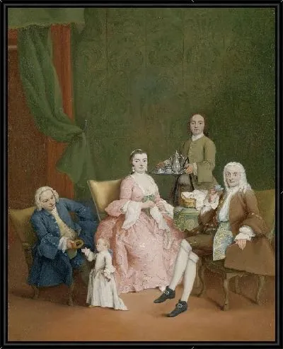 Картина Портрет венецианской семьи со слугой, подающим кофе